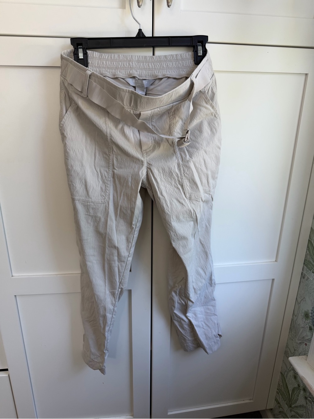 Athleta Light Gray Cargo Pants with Integrated Belt